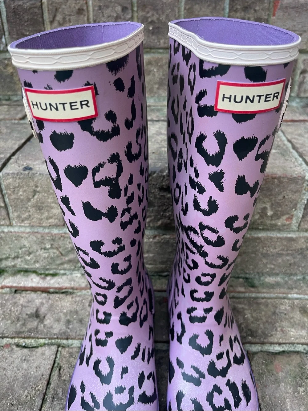 Hunter Original Kids Leopard Print Rain Boots Purple Hybrid Size US 5B/6G EU 37